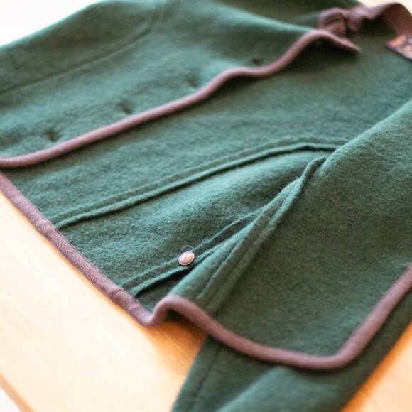 Vintage Kenneth Gordon New Orleans 100% Wool Emerald Green Sweater Jacket Size L - Picture 12 of 16